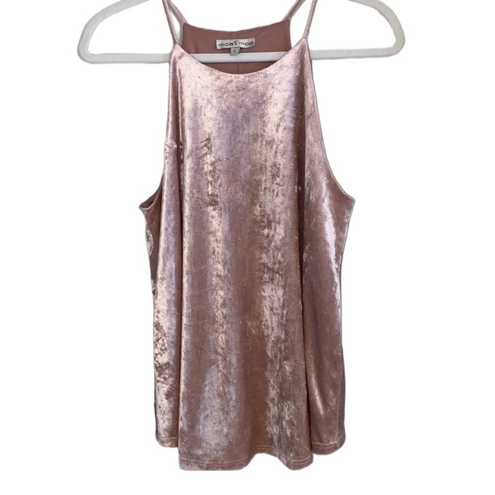 Light Pink Velvet Design Tank Top Moa Moa Women’s Size Large Fit Shimmery Shirt!